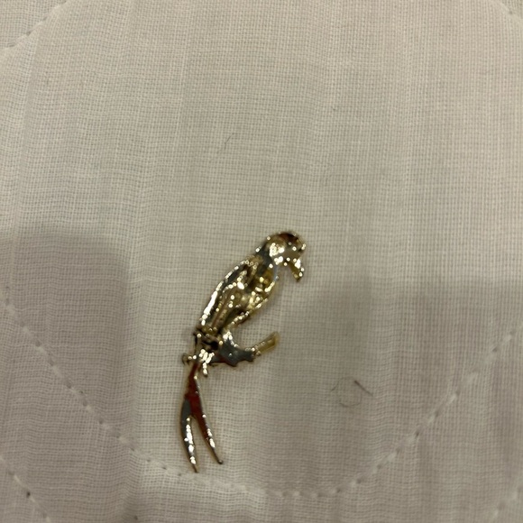Gold Parrot Brooch with Rhinestones - Picture 2 of 2